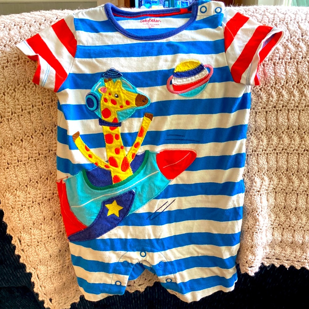 Baby Boden Giraffe Spaceship Romper 🚀